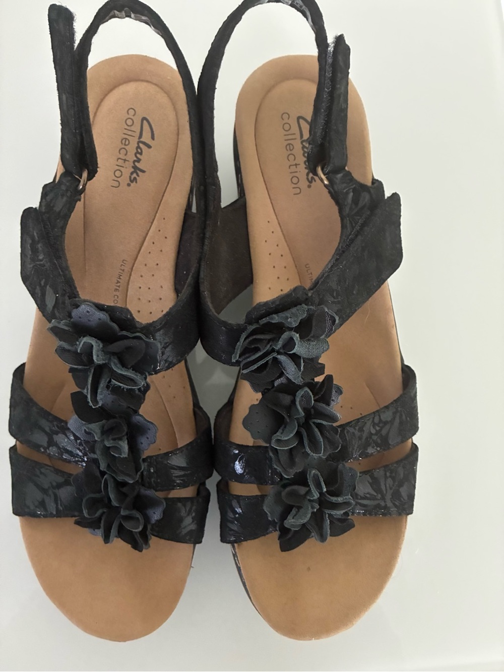 Clarks Merliah Sheryl Black Floral Slingback Sandals Women's  US Size 11